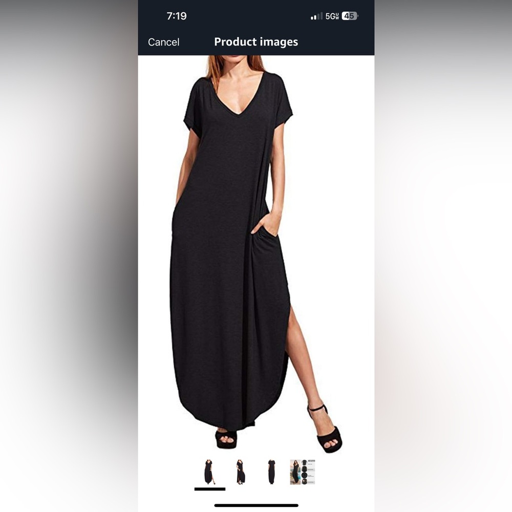 Black Tshirt Split Maxi Dress